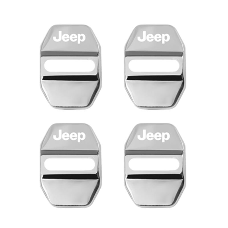 Sbfu3 4Pcs Stainless Car Door Lock Cover Steel Protection Stickers Accessories For Jeep Grand Wrangler JK Cherokee Liberty Gladiator C