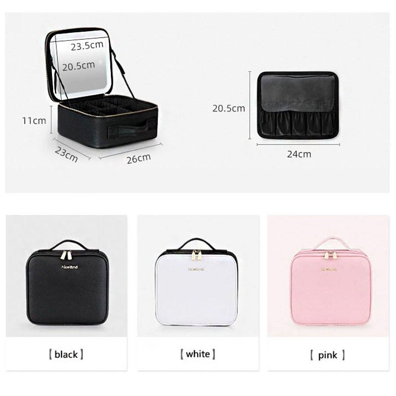 Portable LED Large Makeup Box Travel Cosmetic Case Lady Water Resistant Durable Zipper Custom Logo Detachable Jewelry Box