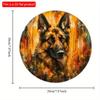 2d Flat 20*20cm, German Shepherd Round Wooden Sign, Spring Wreath Decor, Faux Finish, Perfect for Living Room, Home, Kitchen, Garden, Bedroom Decor.