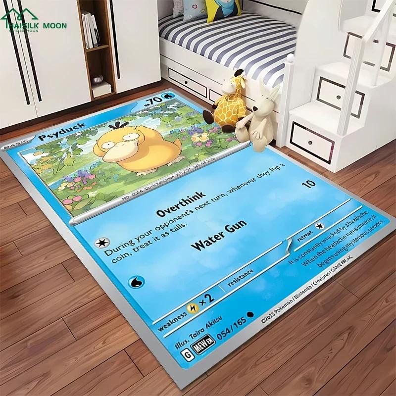 Japanese P0kem0n Theme Psyduck Printed Carpet Rugs for Living Room Bedroom Dining Office Sofa Non-Slip Large Decor Mat Potdemiel