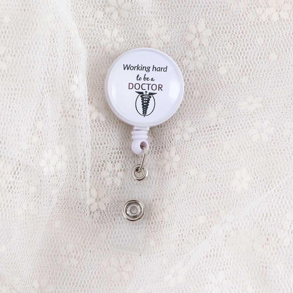 ID Card Reel Clip Cartoon Nurse Doctor Retractable Badge Reel Badge Holder Name Card Holder