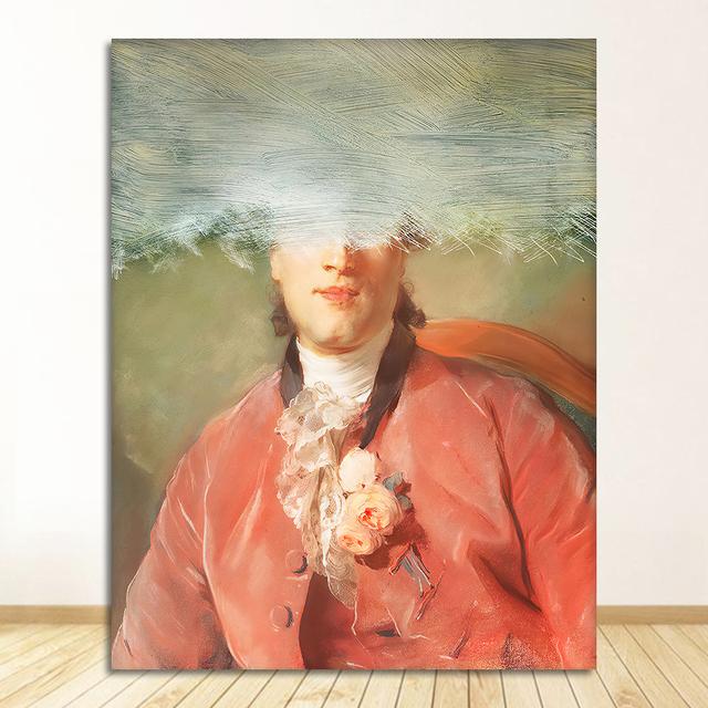 Man Woman Pastel Canvas Painting Prints Quirky Gallery Wall Decor Artwork Poster Home Decoration Altered Art Vintage Portrait Of