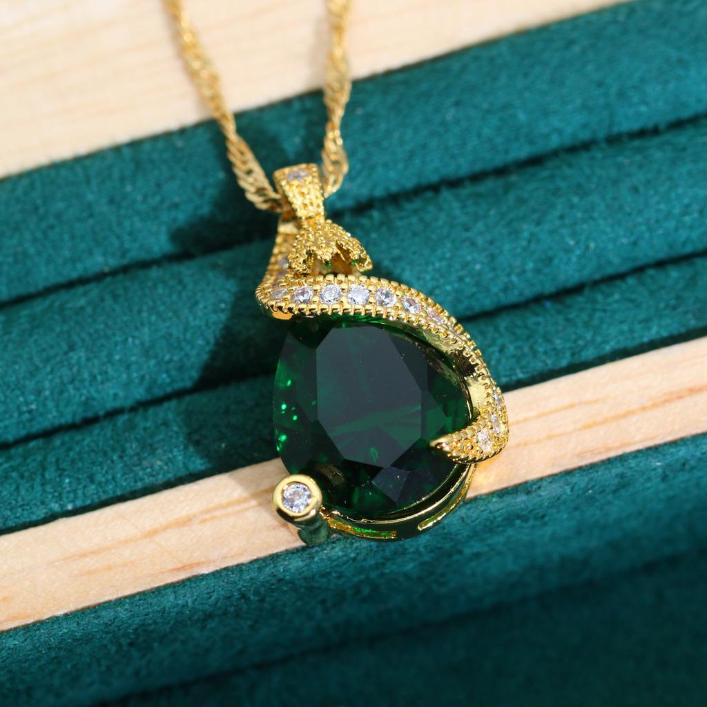 Micro Inlaid Jewelry Anti Allergic Zircon Necklace Earring Ring Gold Jewelry Set