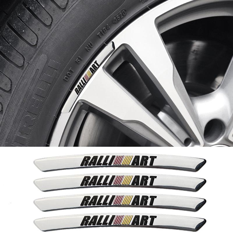 Car Wheel Hub Rim Strip Logo Sticker For Mitsubishi Outlander L200 Eclipse Triton ASX EVO Lancer Pajero Attrage Ralliart Delica
