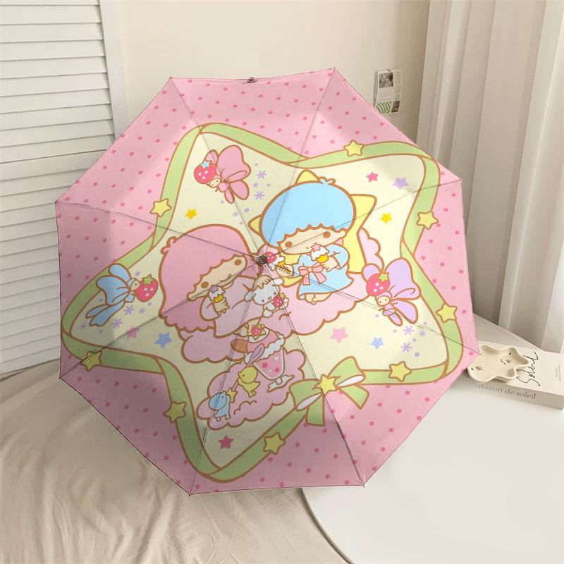 

1PC Little Twin Stars Umbrella-8-Rib Reinforced, Automatic Open, Lightweight & Durable, Cute Fashion Accessory for Outdoor-P2685