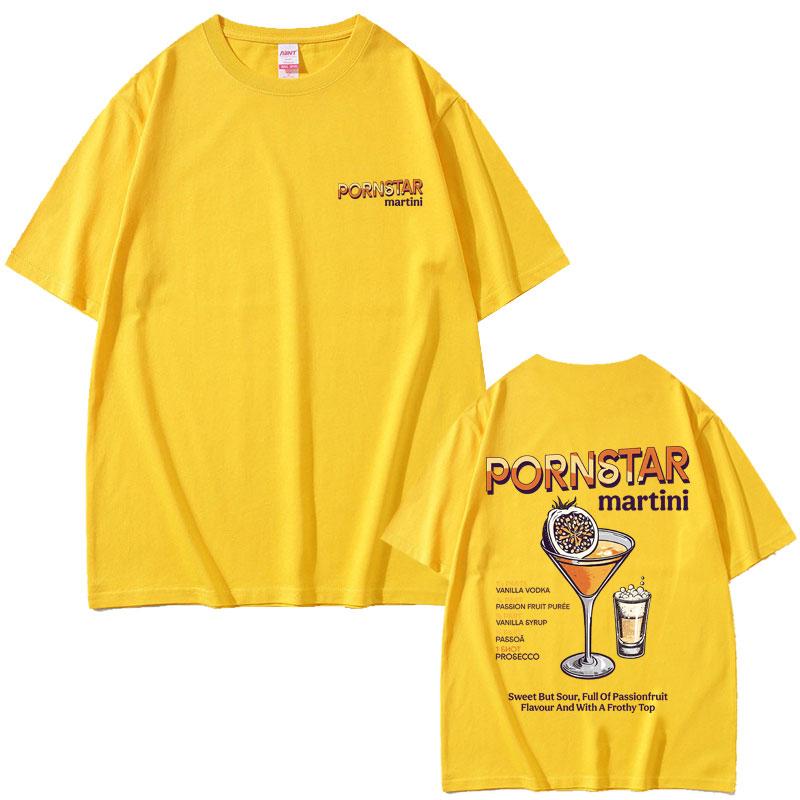 2025 Summer Funny Pornstar Martini Cocktail Graphic Men Women Casual Oversized Tshirts Short Sleeve Mens Pure Cotton Tshirt