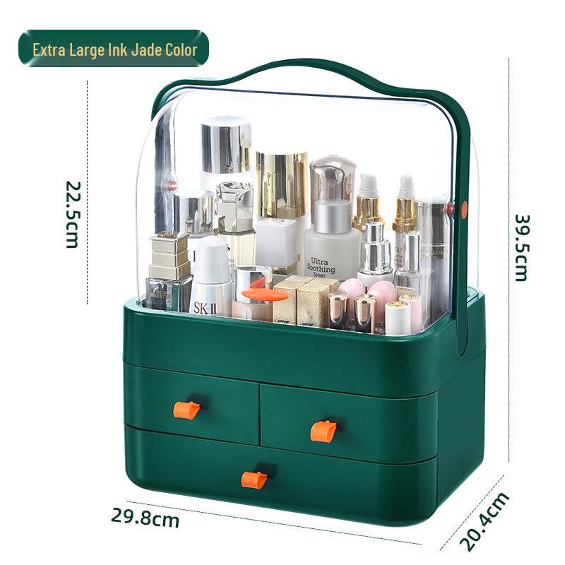 Large Capacity Multi-Layer Cosmetic Organizer: Dustproof Skincare & Lipstick Storage Box with Drawers for Desktop Dressing Tables