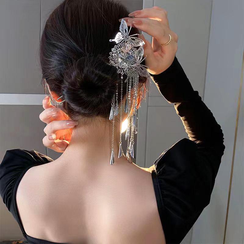 1PC Butterfly Tassel Hairpin Photography Tassel Dress Alloy Holiday Celebrations Exquisite Gift Classical Stage Performances