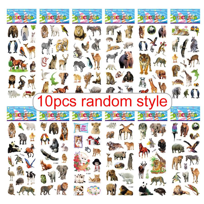 10sheets 3D Bubble Decorative Sticker Colorful Cartoon Cute Style Reusable Stickers for Birthday Christmas New Year Gift TMZ