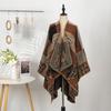 Ethnic Style Printed Shawl Imitation Cashmere Split Cape Warm Scarf Jacket Retro Literary Big Shawl Women