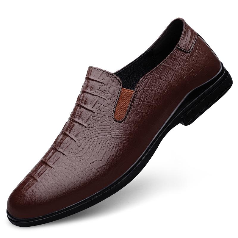 Versatile Summer Men s Embossed Crocodile Pattern Leather Loafers - Korean Style Slip-on Casual Business Shoes. 41