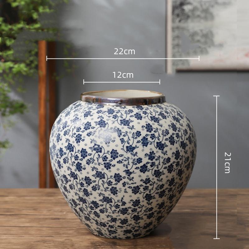 

Сине-белая фарфоровая ваза Ваза для цветов Аксессуары для цветочной композиции Ручная работа Банка-хризантема Ремесла Домашний декор