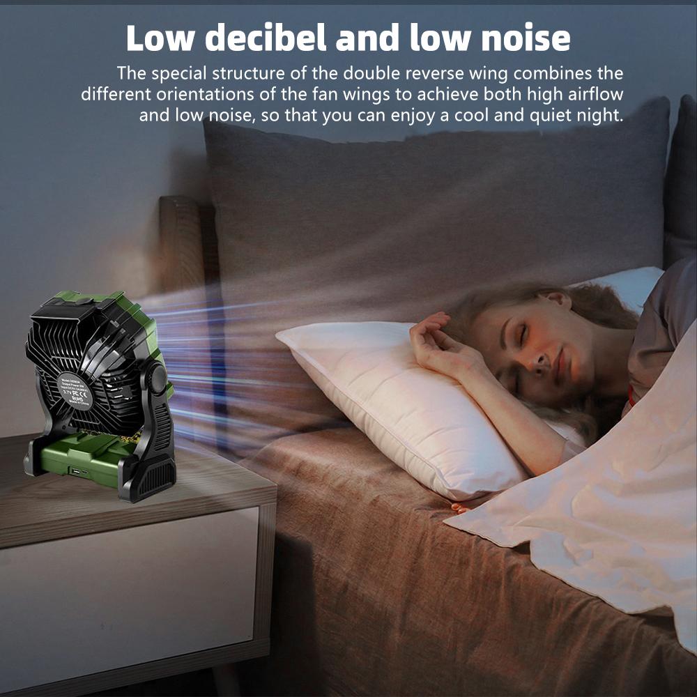 Hanging Hook Camping Fan Battery Operated Desk Fan with 4 LED Lantern 250ML Water Tank 8 Speeds, Battery Can Running 8-20 Hours