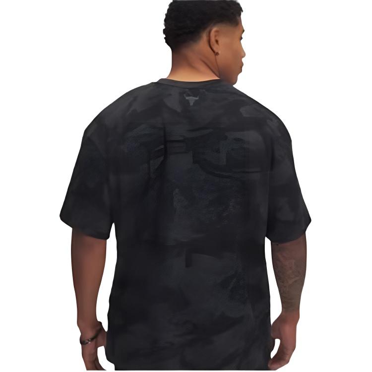 Under Armour Project SS25 Rock Letter Loose Comfortable All-Over Print Crew Neck Short Sleeve T-Shirt Men T-Shirts Black 1389976-001