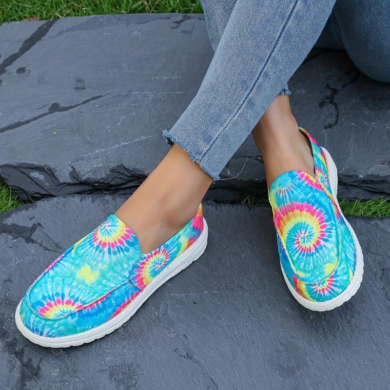 Women's Tie Dye Canvas Shoes, Casual Lace Up Outdoor Shoes, Lightweight Low Top Sneakers