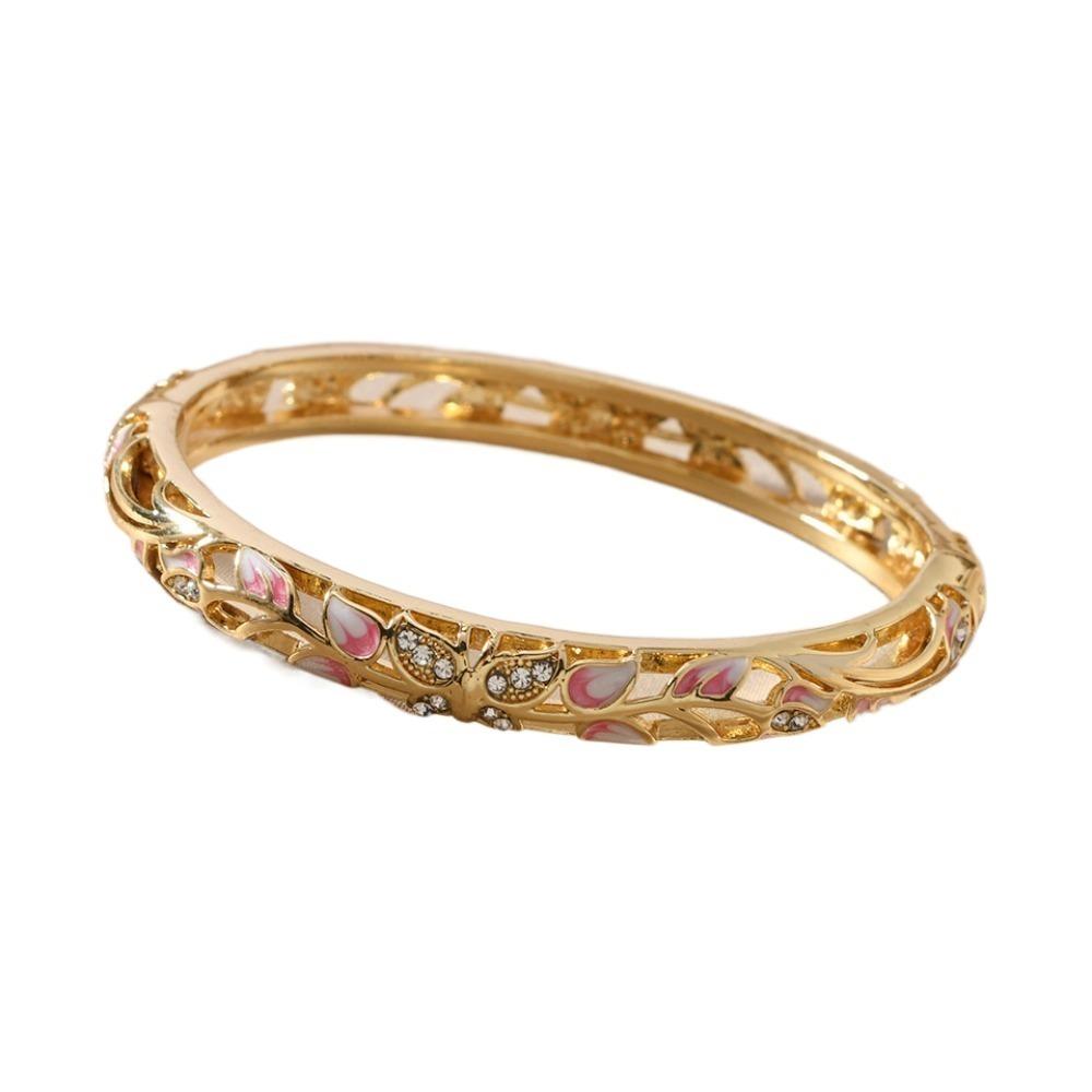 Shiny Vintage Cloisonne Bangle Ethnic Hollow Out Flower Bangle Drip Oil Enamel Bracelet  Girls