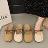 Flat-bottomed bag head single shoes women's summer outer wear 2025 new lazy one-pedal Mary Jane single shoes soft-soled half slippers