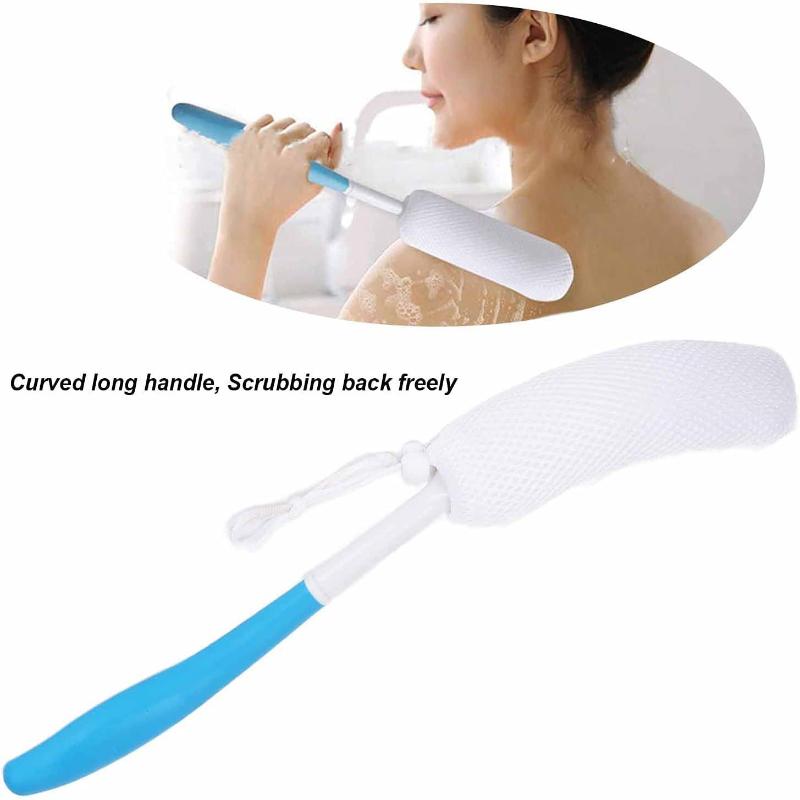 1Pc Back Scrubber Brush With Handle Soft Bath Shower Cleaning Brush Mesh Scrubbing Brush Exfoliating Scrub Massager Bath Supply