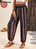 Ethnic Pattern Printed Pants Bohemian High Waist Long Trousers