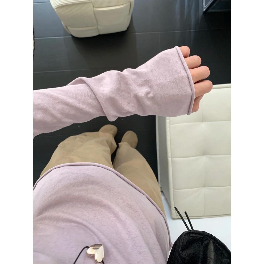Korean Style Purple Long Sleeve Sun Protection Base Layer Top Women's Slim Fit Sweet and Spicy T-shirt