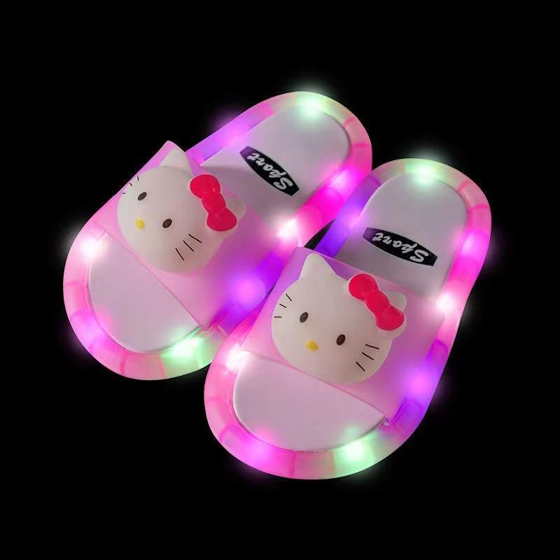 Glowing children's slippers fashion crystal shoes shining lights lights men, women and children will shine cool slippers