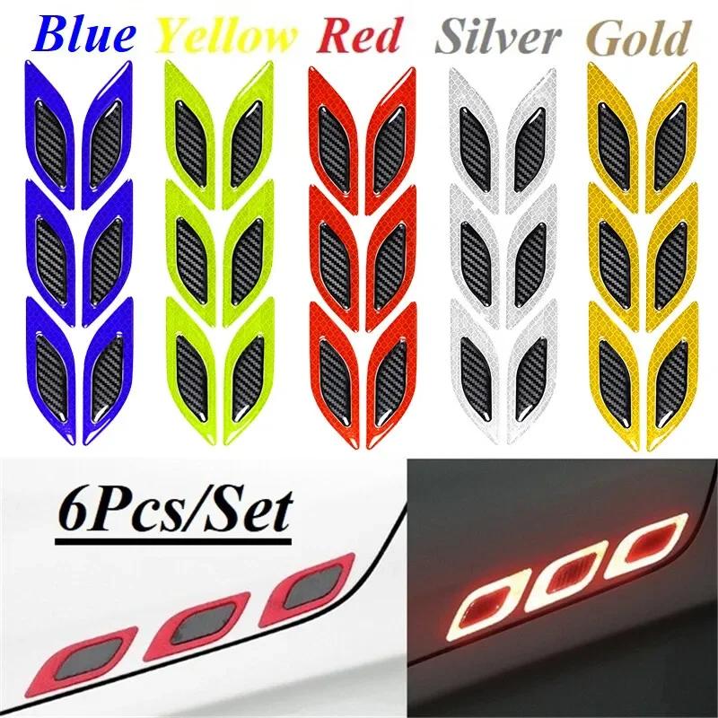 Stickers for Car 6Pcs/Set Car Reflective Strips Carbon Fiber Car Sticker Truck Auto Motor Anti-Scratch Safety Warning S