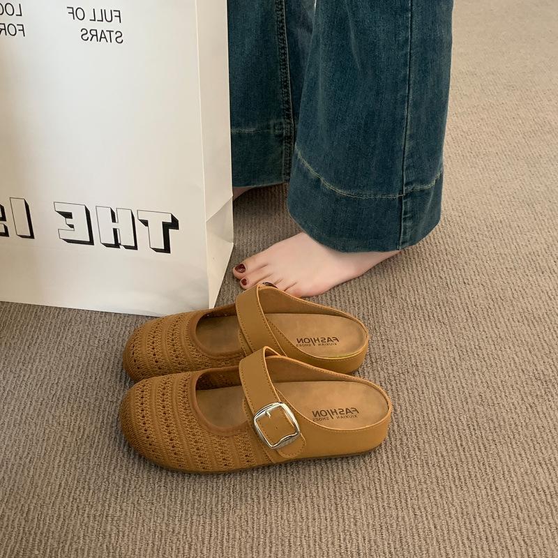 Baotou half slippers women's summer outer wear new fashion inner height increase niche hollow sandals