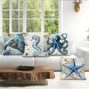 4Pcs Retro Marine Nautical Creature Print Single-Sided Cushion Cover For Living Room Bedroom Car Home Decor