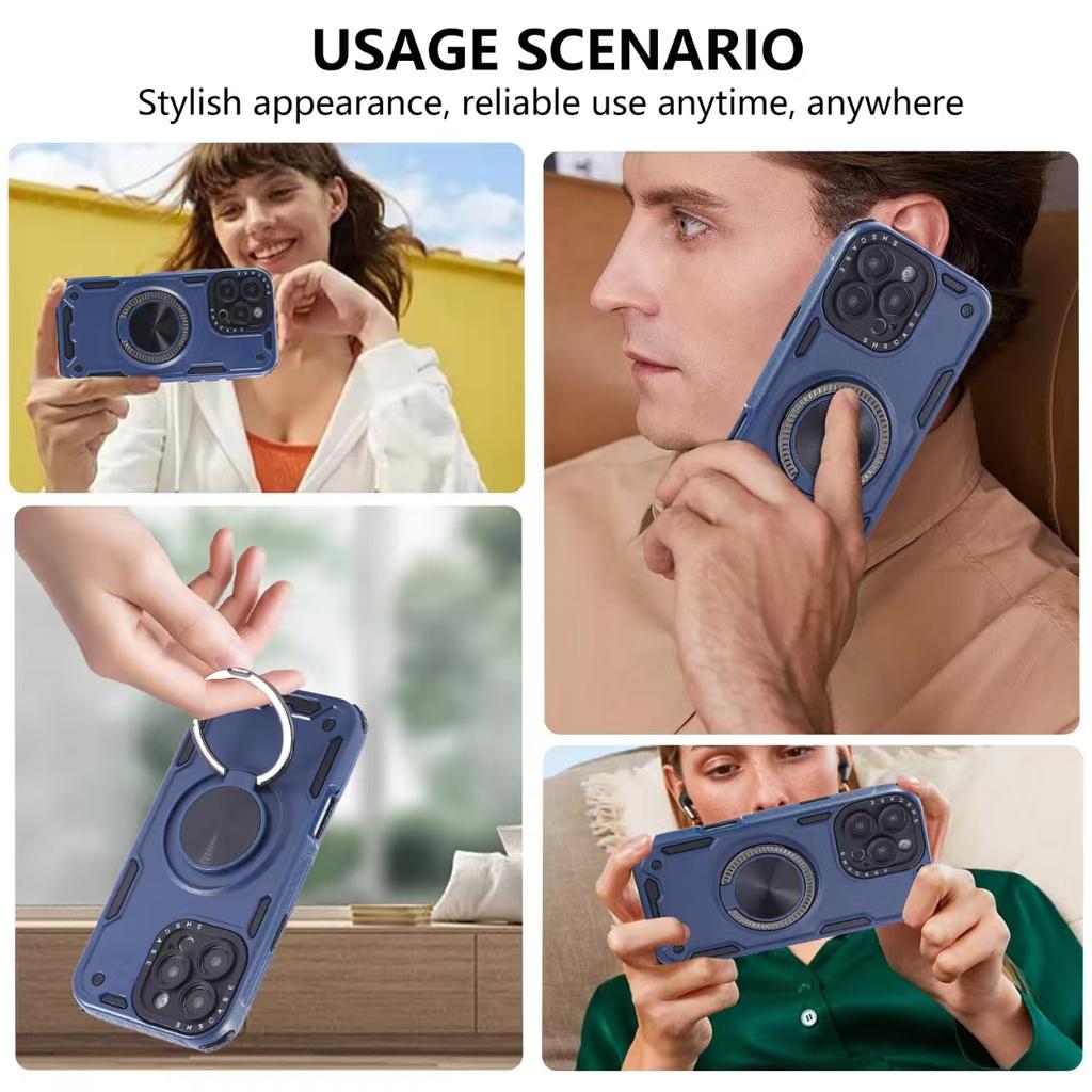 For iPhone 16 Pro Case Ring Kickstand PC + TPU Shockproof Phone Back Cover