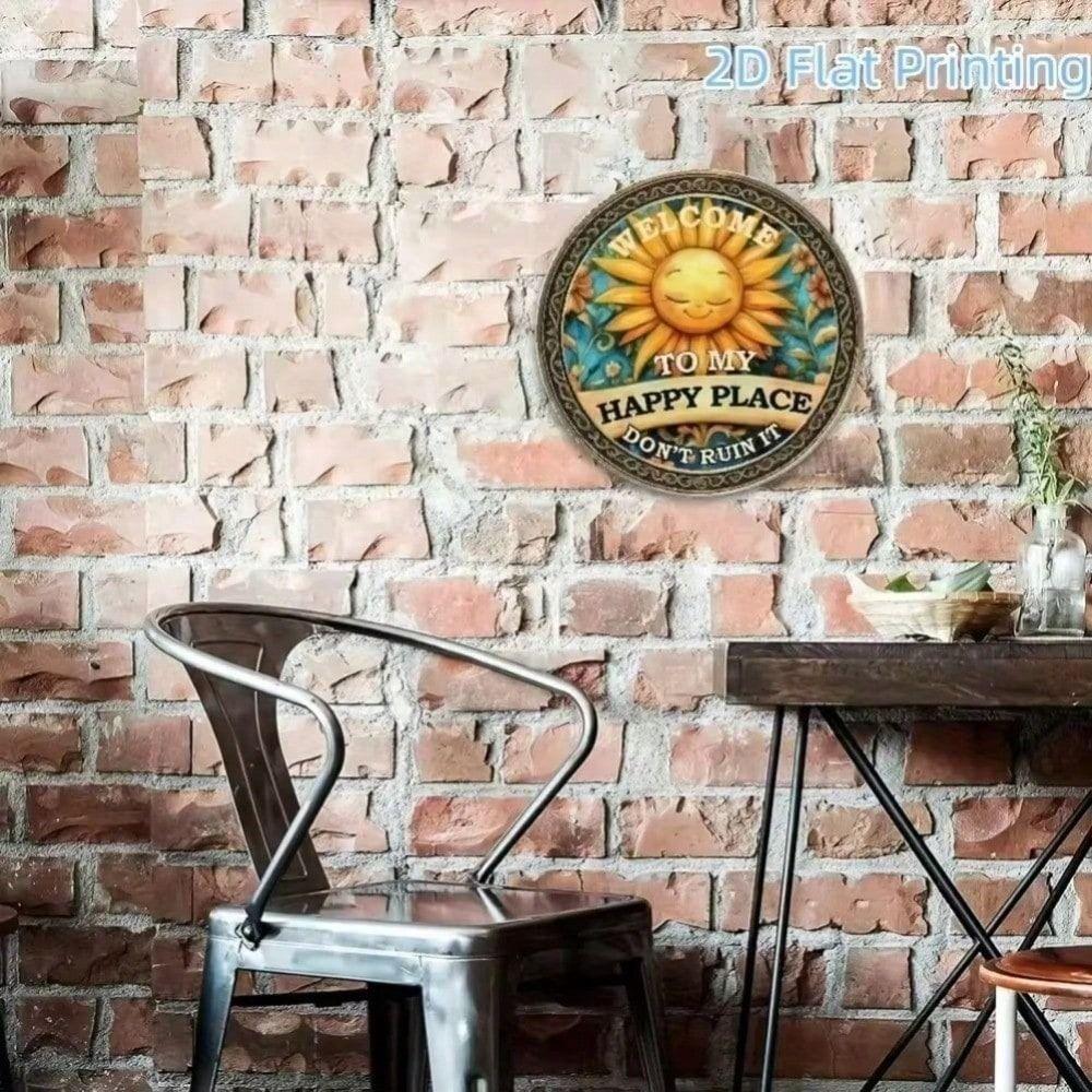 Tin Sign Metal Poster Wall Art - Round Vintage Retro Rustic for Bedroom