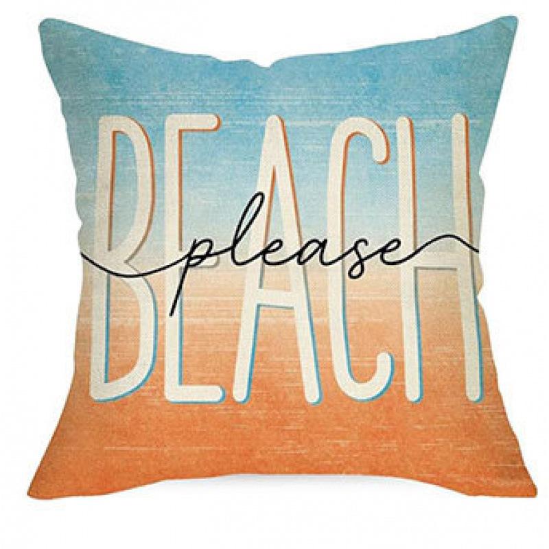 Summer Beach Aquarium Pillow Pattern Linen Material Summer Living Room Sofa Decorative Pillow Cover