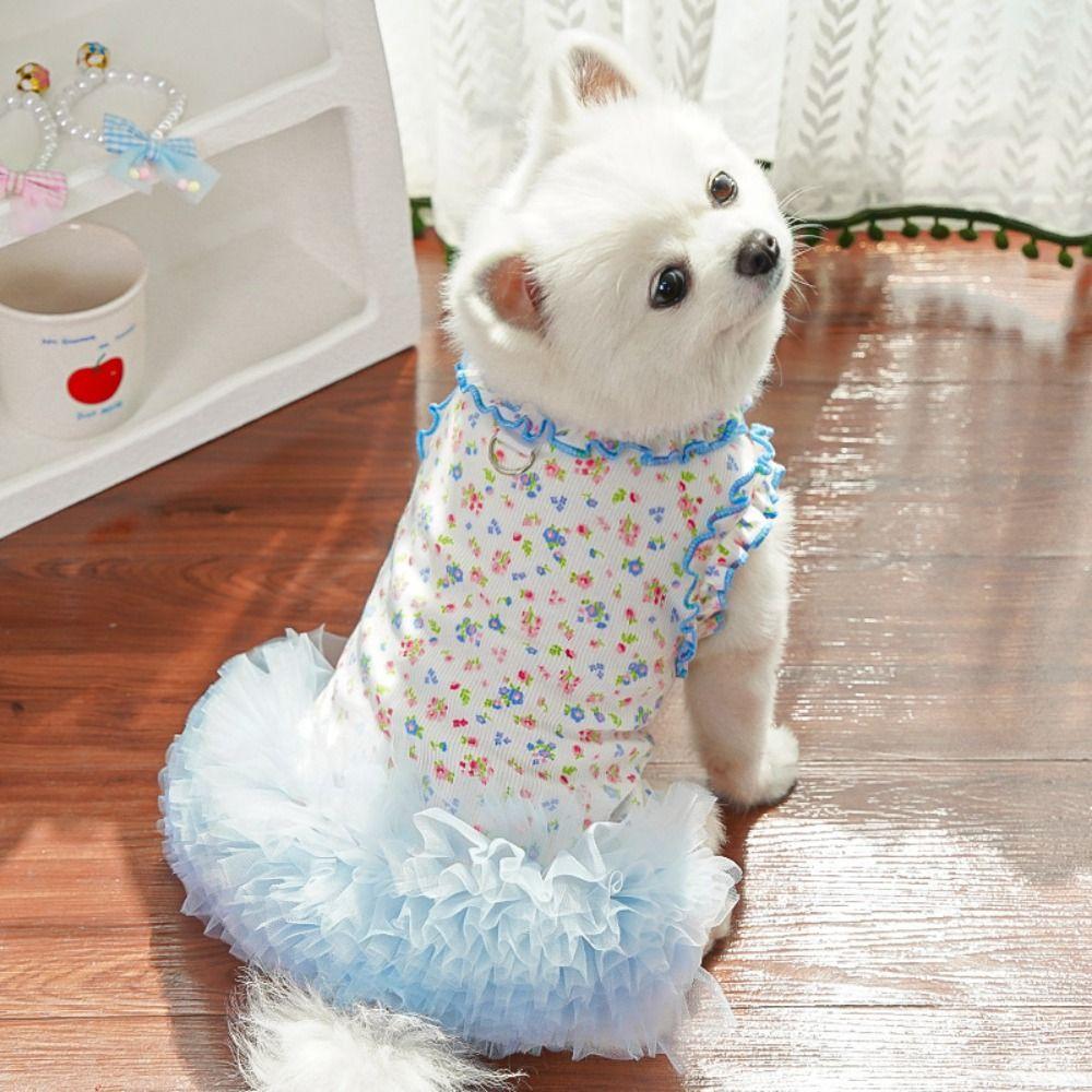 Breathable Pet Princess Dress Soft Cat Cake Skirt Pet Supplies Puppy Floral Vest  Pet Party