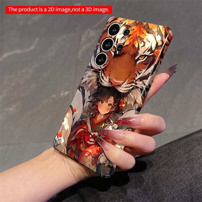 2DFlat Samsung phone case Tiger Guardian & Girl in Autumn Flowers Applicable to Galaxy S23 S24 S25ULTRA S26 A12 A14 A15 A16 A54 A55