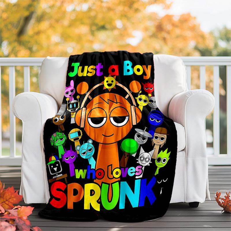 1pc SPRUNKI5 Theme Blanket - Digital Print, Polyester, Cozy for All Seasons, Perfect for Outdoor, Camping, and Travel