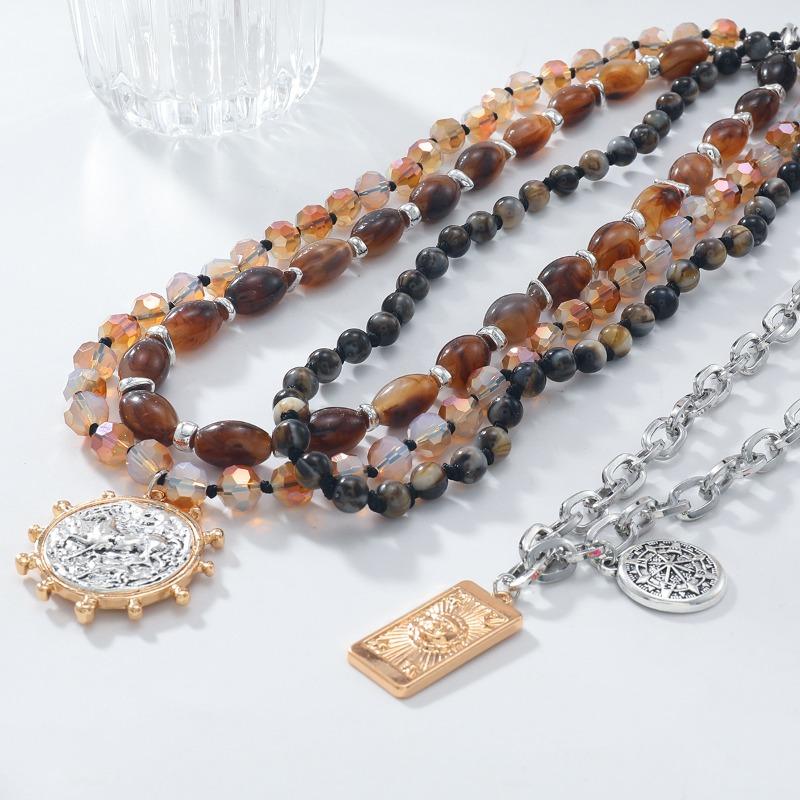 Multi-layer Alloy Beaded Necklace Beach Collarbone Chain