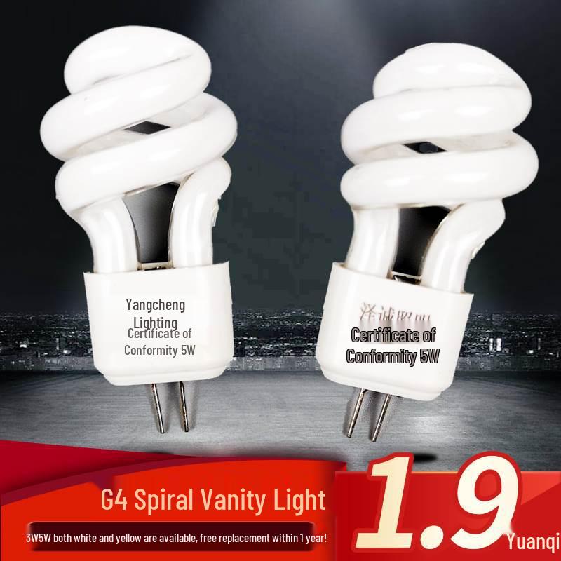 

Vanity Light Bulb - 3W/5W G4 Spiral Energy-Saving Bulb with Two-Pin Plug Socket 1 Pack White Light - 3W