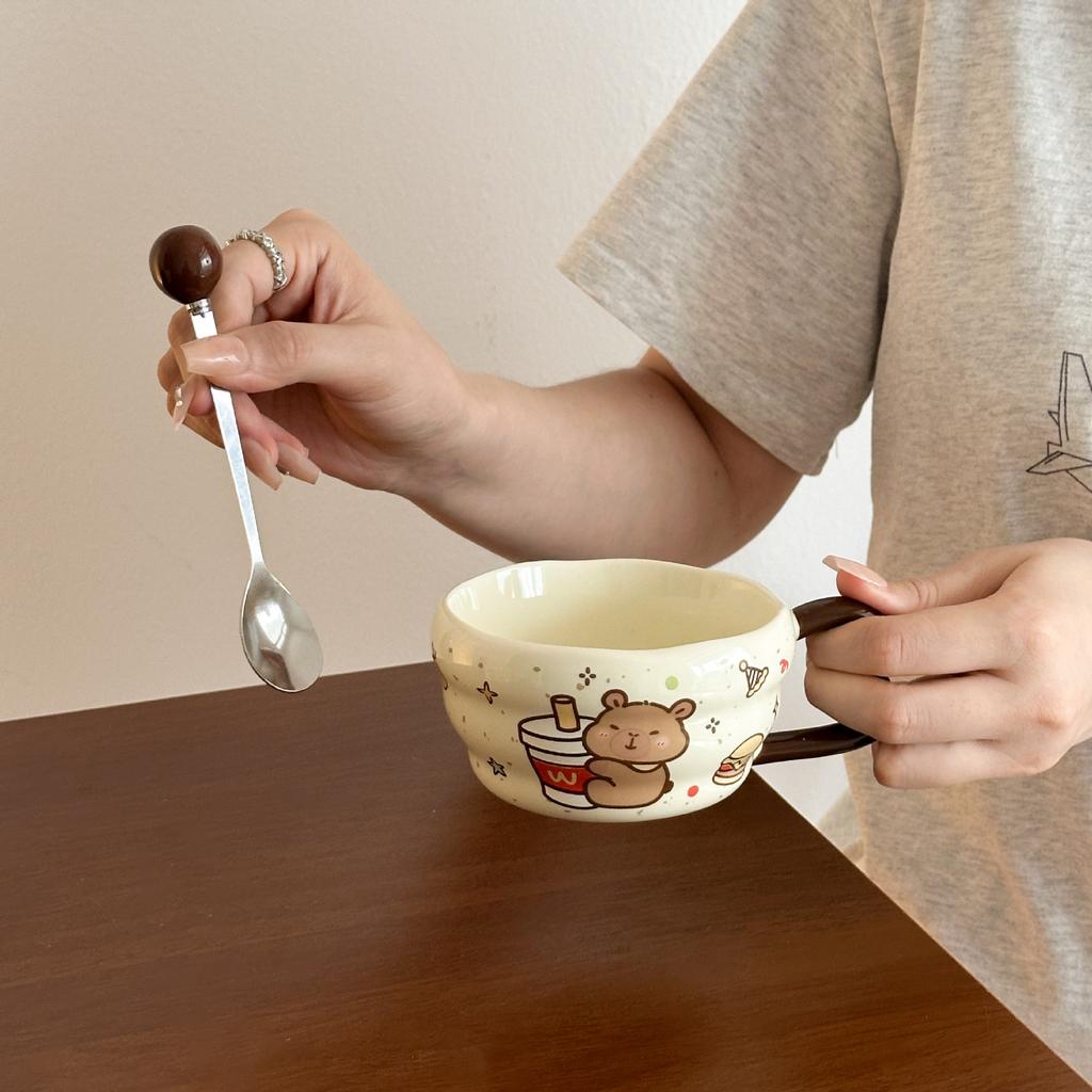 Cute Kapibala Ceramic Mug Children's Home Breakfast Coffee Mug for Friends Practical Birthday Gifts