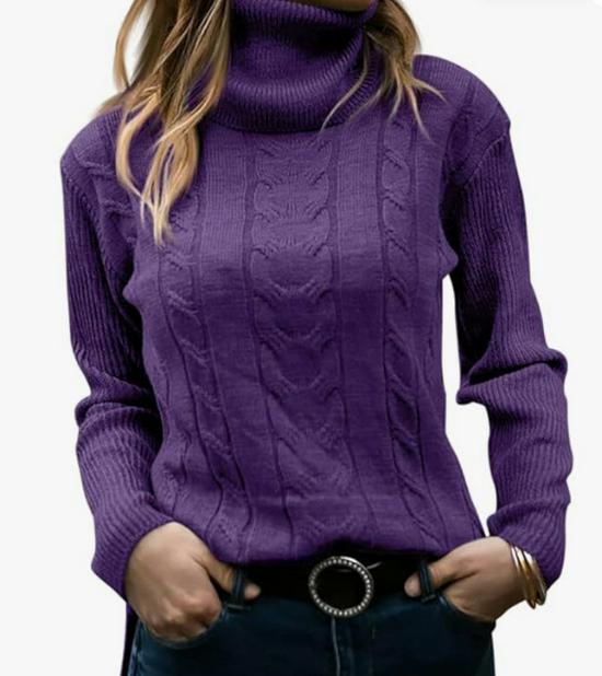 European Retro High Neck Knit Pullover - Women's Long Sleeve Sweater (Solid Color, Autumn/Winter)