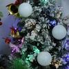 6pcs 4cm/6cm/8cm White Christmas Balls Pendant Glitter Christmas Hanging Balls Elegant DIY Christmas Tree Pendants New Year Gift