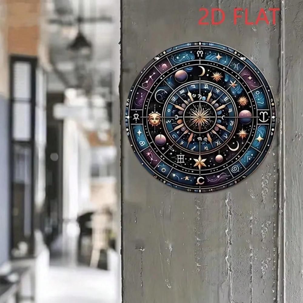 Retro Zodiac Astrology Tin Sign Wall Art 8x8 Inch Metal Decor Vintage Bar Home Gift