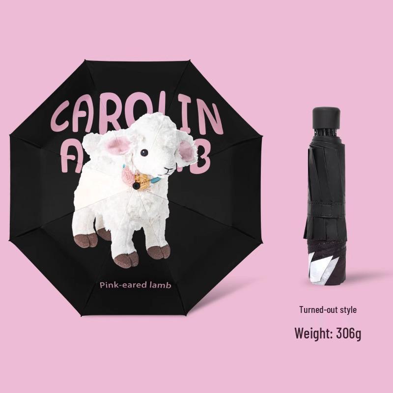 

Женский ретро зонт-автомат двойного назначения с мультяшным псом