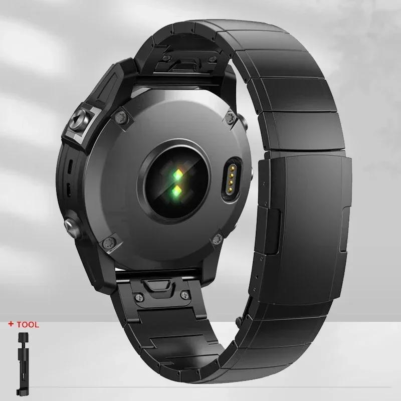 26mm 22mm Quickfit Titanium Strap For Garmin Fenix 8/6/6X/6XPro/7/7X/5/5X/5XPlus Metal Release Watch Band For Forerunner 945 255