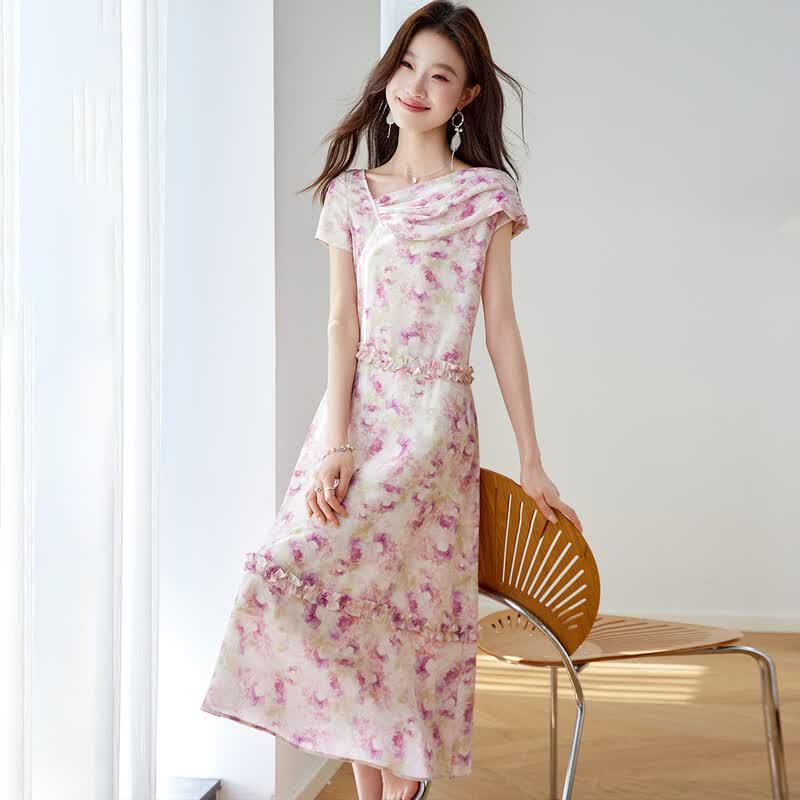 Srcr 100% Mulberry Silk Floral Midi Dress M