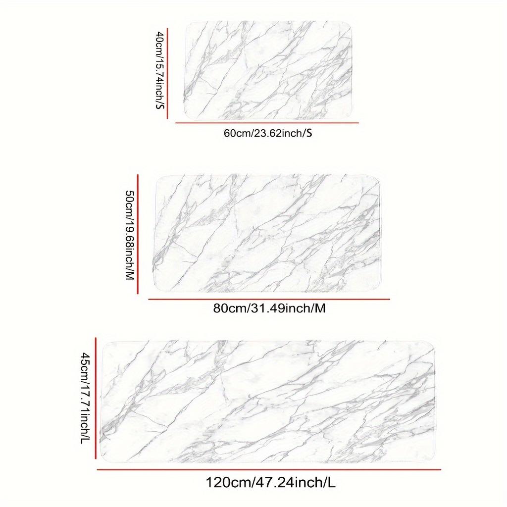 Covoraș de bucătărie din marmură albă de lux Covoraș de bucătărie moale îngroșat Covor de pardoseală impermeabil, anti-alunecare, rezistent la ulei.