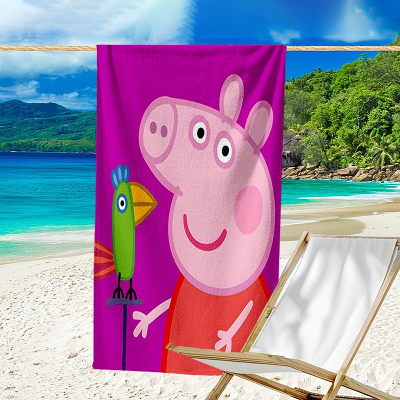 1pc Pink Pig (8) Beach Towel, Beach and Seaside Swimming Pool Equipment, Fashion Pattern, Rectangular, Travel Essentials