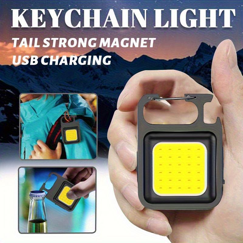 Mini USB COB Keychain Flashlight 4 Lighting Modes Rechargeable Magnetic LED Work Light for Camping,Hiking,Emergency,Outdoor Use