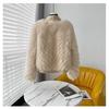 Winter Faux Fur Coat Women Short Wool Fashion Open Front Jacket with Fur Collar