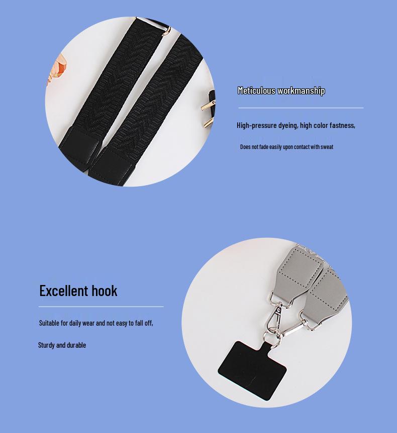 Adjustable Crossbody Mobile Phone Shoulder Strap with Detachable Wrist Strap and Small Bag