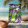 Custom Name Ultra-Soft Beach Towel with Soccer Theme,Ideal for Pool - Camping, Diving - Perfect Travel Essential, Vibrant Beach Towel.