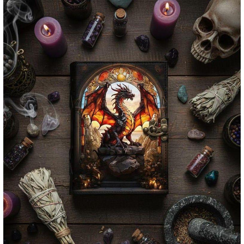 Dragon Leather Grimoire Journal: Vintage Spell Book of Shadows Leather Sketchbook Wedding Planner